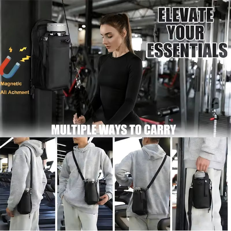 Magnetic Gym Bag Large Capacity Magnetic Carrier Bag with Phone Pocket Portable Gym Water Bottle Pouch Gym Accessories Organizer
