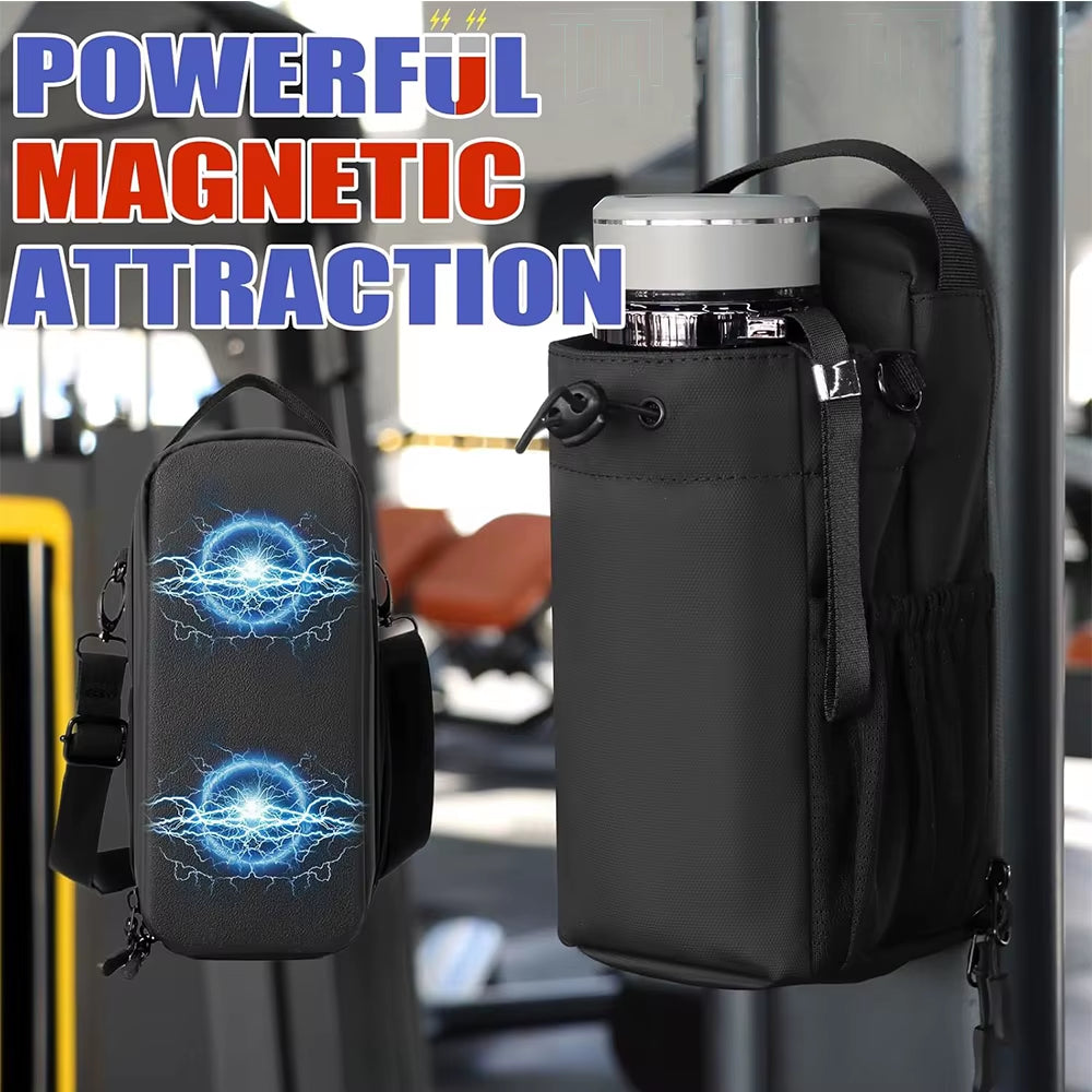 Magnetic Gym Bag Large Capacity Magnetic Carrier Bag with Phone Pocket Portable Gym Water Bottle Pouch Gym Accessories Organizer