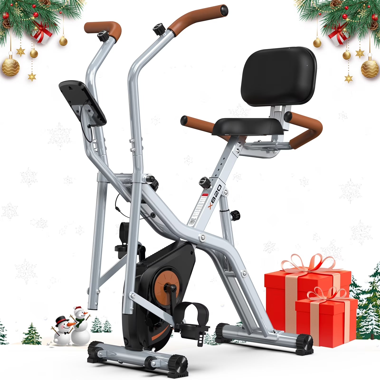 Magnetic Exercise Bike for Seniors with Arm Exerciser, Quiet Foldable Cycle for Home