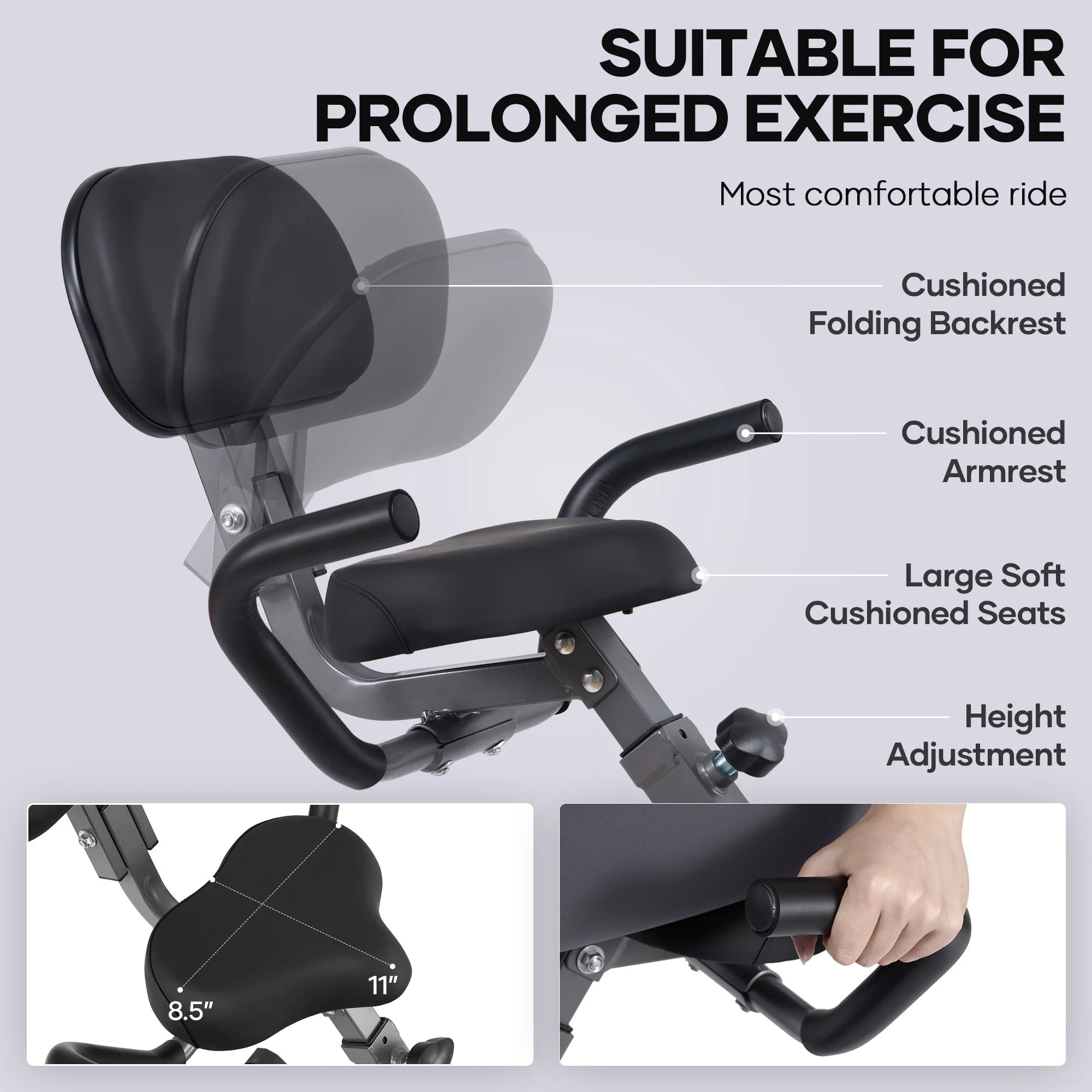 3In1 Folding Exercise Bike with 10 Levels of Adjustable Resistance Indoor Cycling Magnetic Upright Bike Stationary Exercise Bike Perfect for Home Use