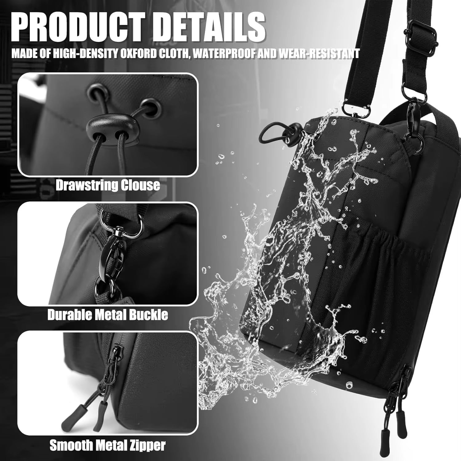 Magnetic Gym Bag Large Capacity Magnetic Carrier Bag with Phone Pocket Portable Gym Water Bottle Pouch Gym Accessories Organizer