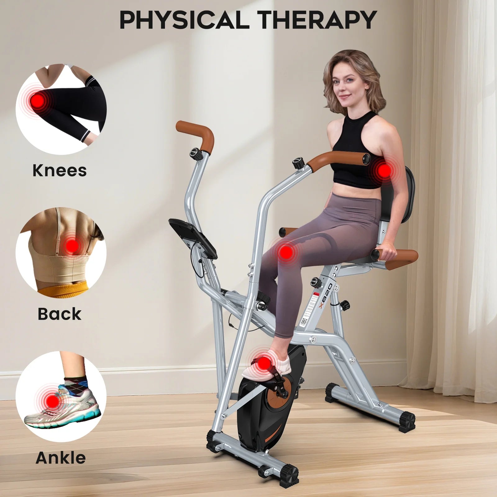 Magnetic Exercise Bike for Seniors with Arm Exerciser, Quiet Foldable Cycle for Home